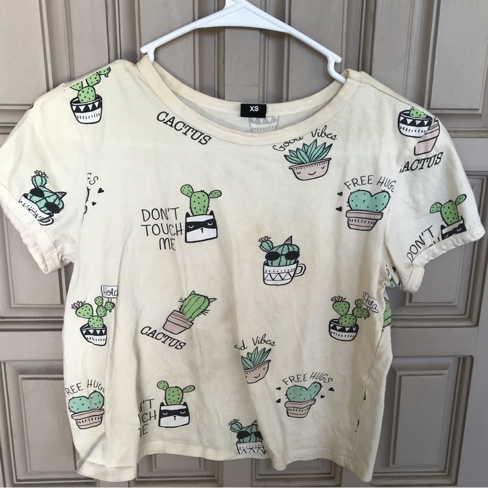 Vibe N Girls Tee Short Sleeve SzXS Cactus Love Me Print Yellow